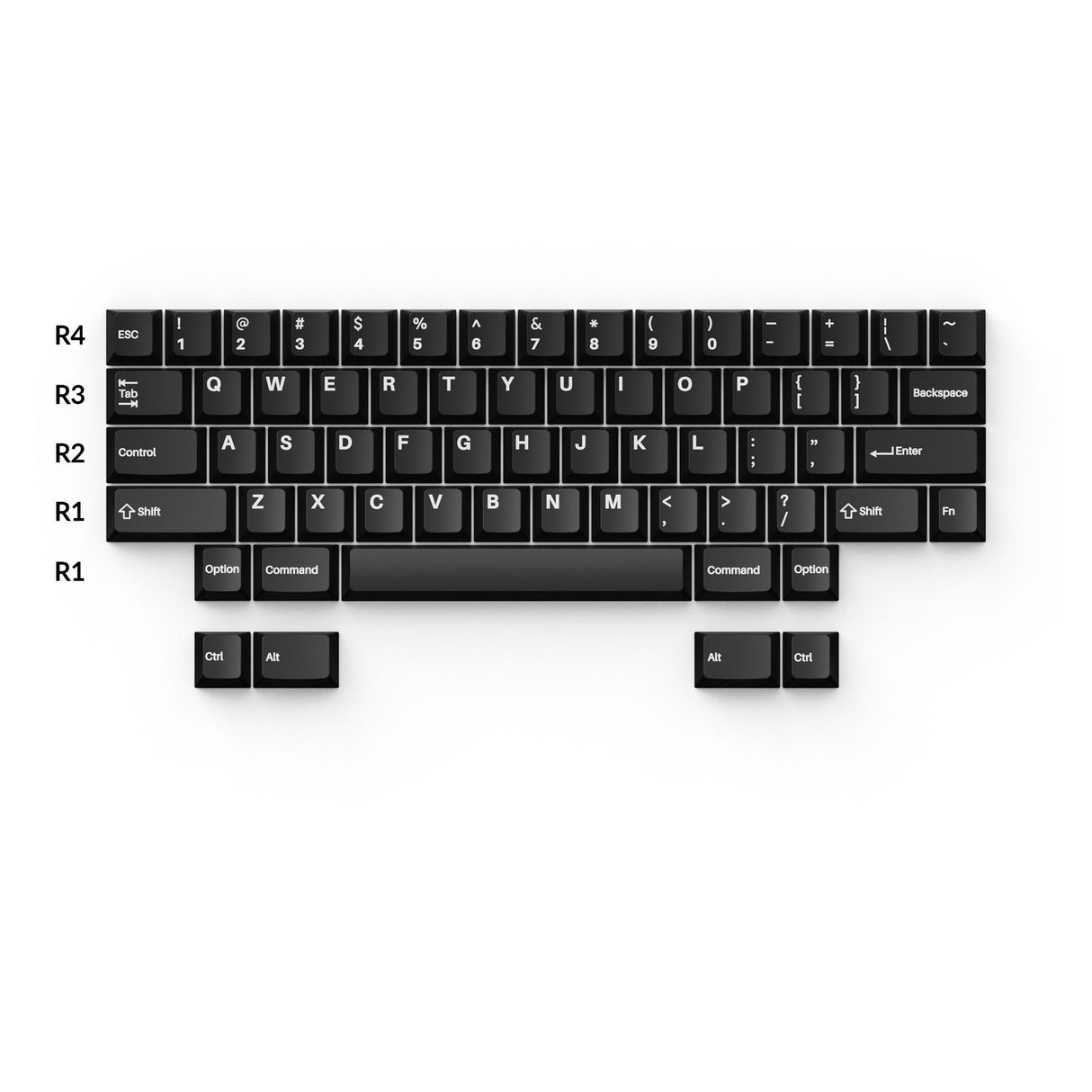 Cherry プロファイル ダブルショットPBTフルセットキーキャップ- White on Black - Wob