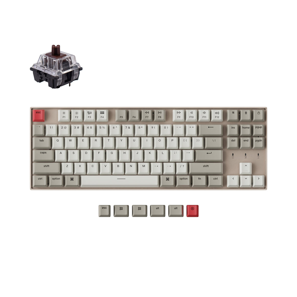Keychron K8 tenkeyless wireless mechanical keyboard for Mac Windows iOS non backlight with keychron switch brown