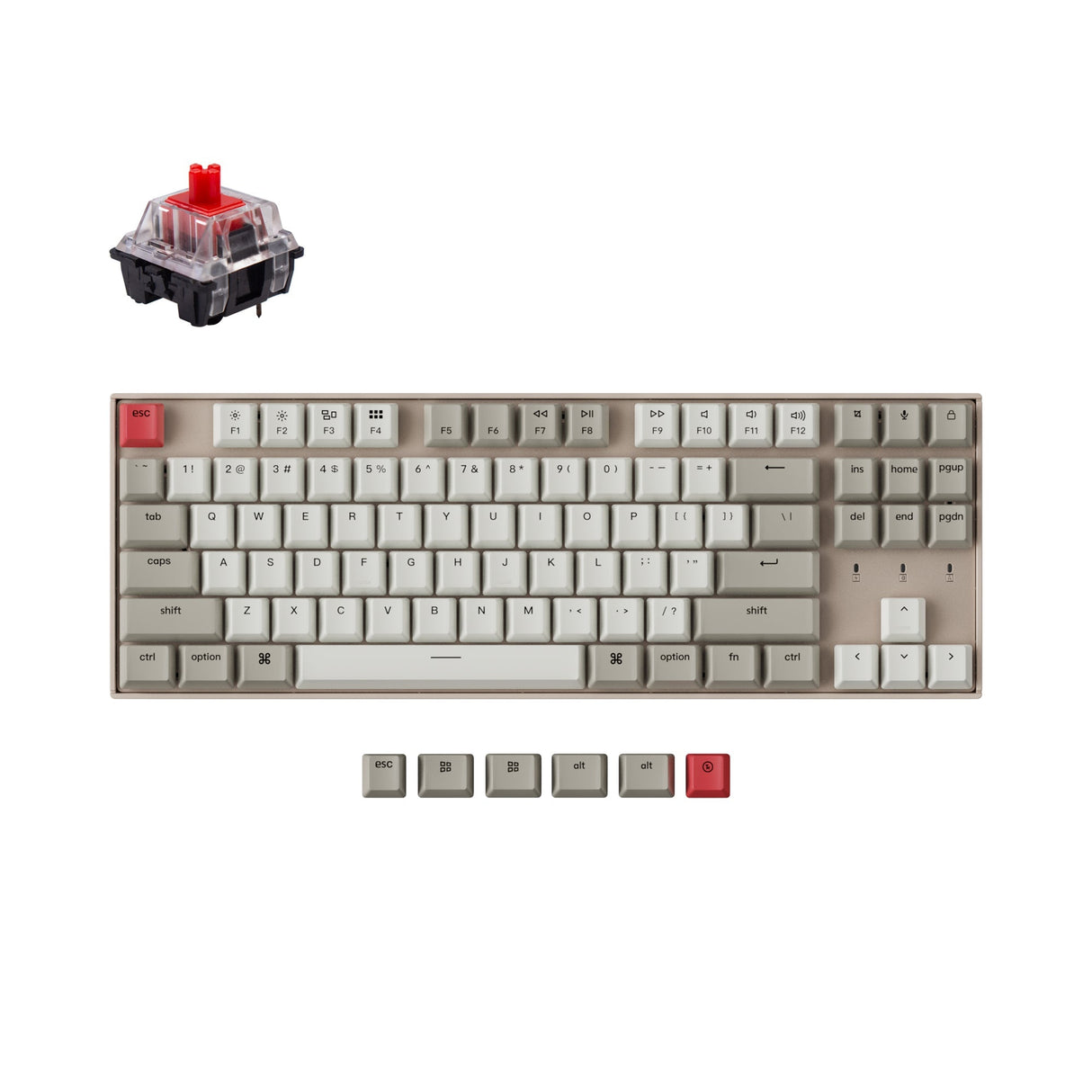 Keychron K8 tenkeyless wireless mechanical keyboard for Mac Windows iOS non backlight with keychron switch red