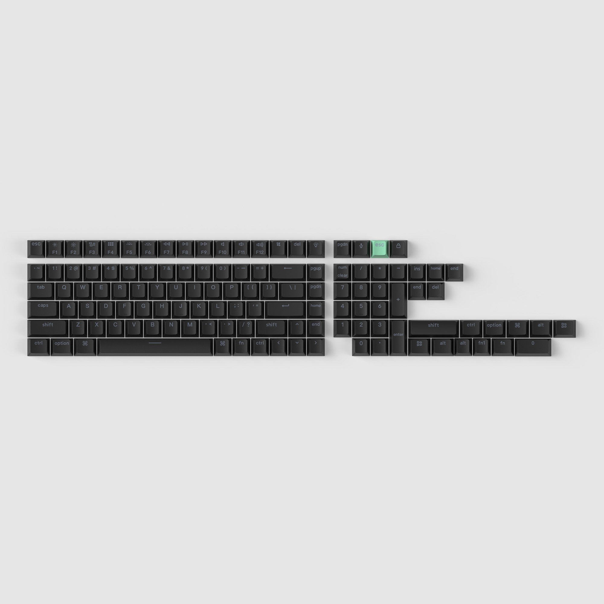 Cherryプロファイル Double Shot PBT シャインスルー フルセット・キーキャップ - Black