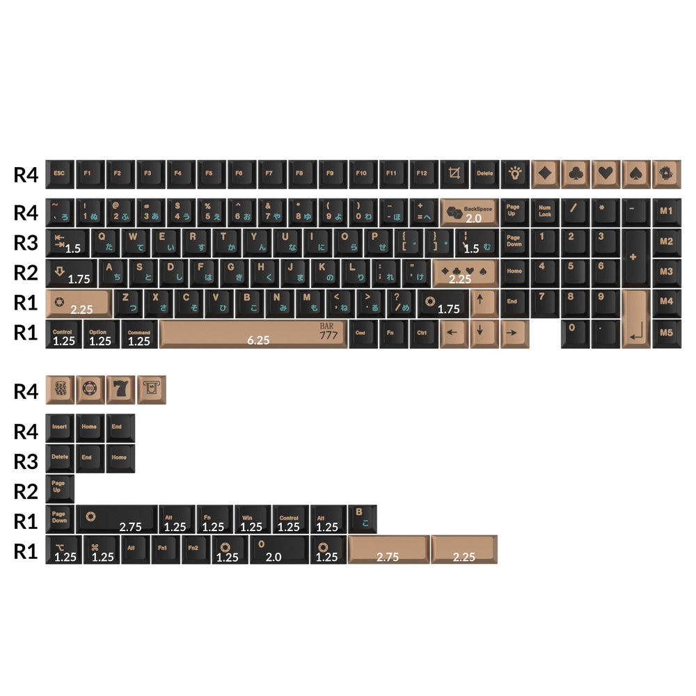 Golden Casino - Cherry Profile染料サブPBTフルキーキャップセット