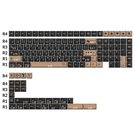Golden Casino - Cherry Profile染料サブPBTフルキーキャップセット