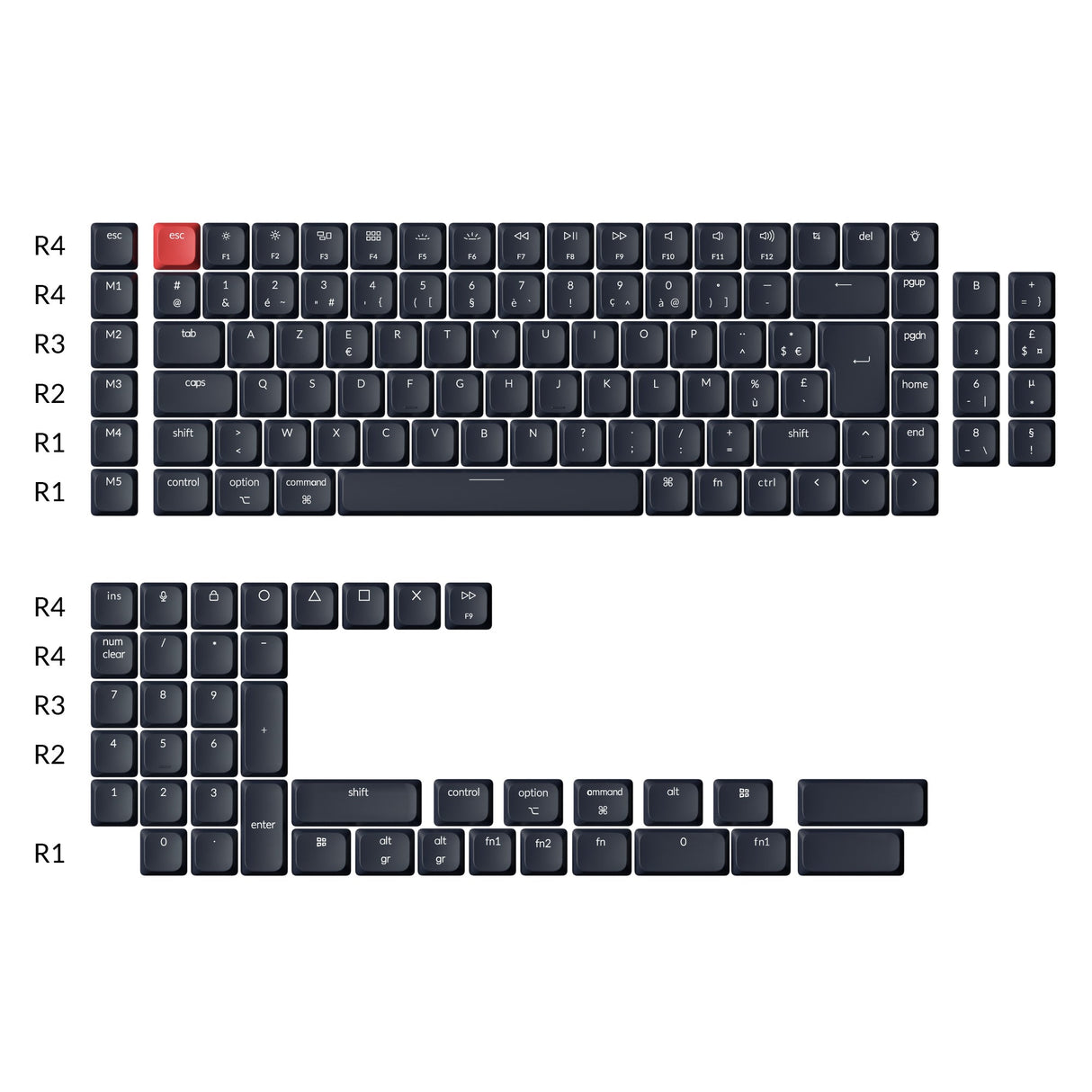 JIS Low Profile Shine-Through ABS LSA Full Set Keycap Set - Black