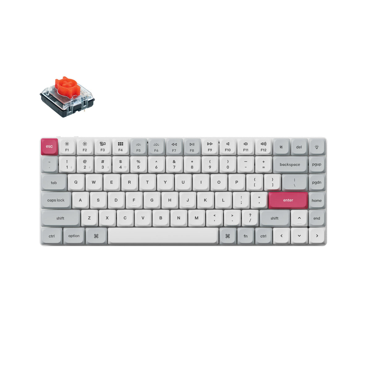 Keychron K3 Max QMK VIA Wireless Custom Mechanical Keyboard 75% Layout Fully Assembled for Mac Windows Linux Keychron Low Profile Red-White Gray Version