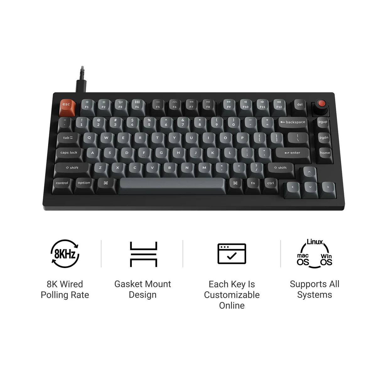Keychron V1 8K QMK 有線メカニカルキーボード