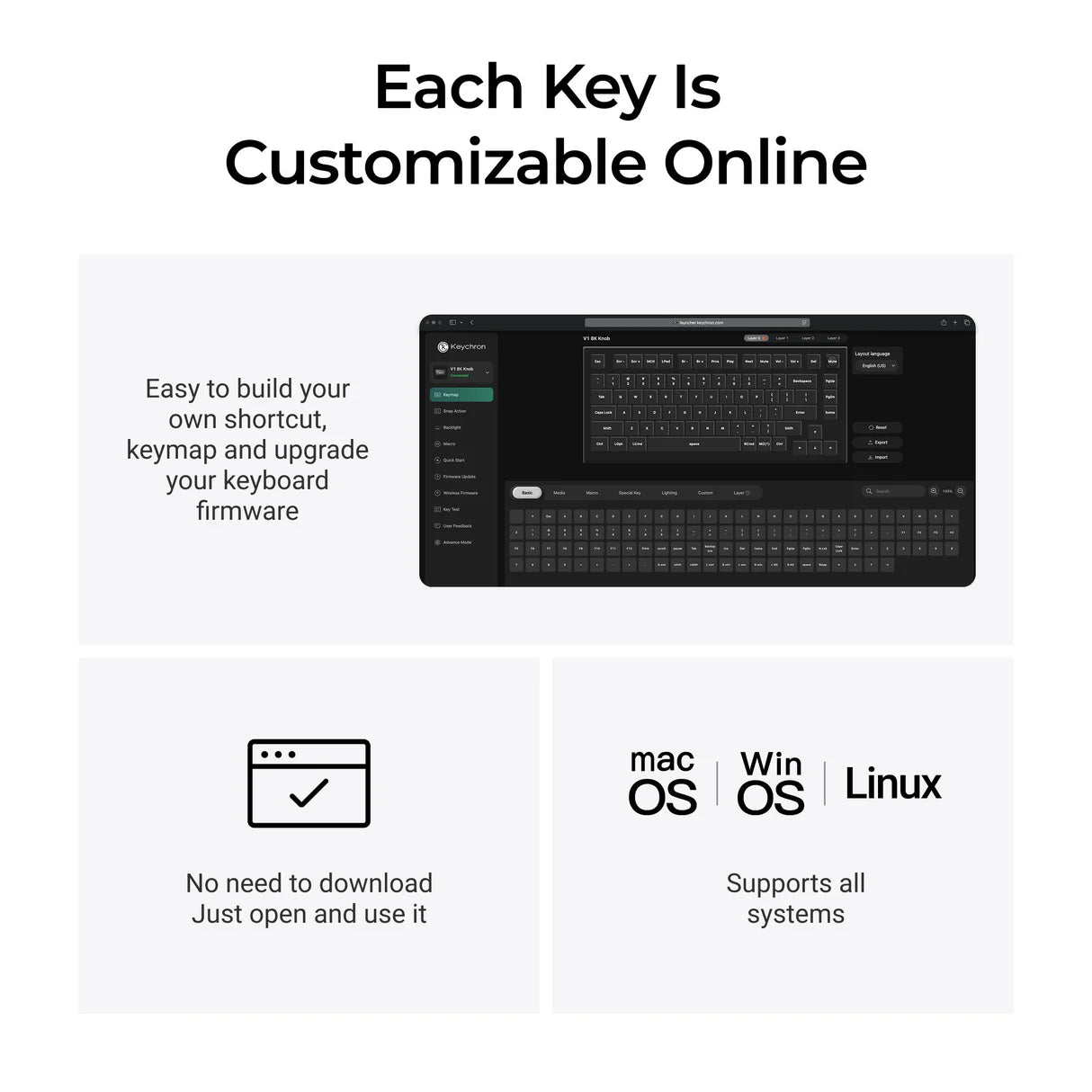 Keychron V1 8K QMK 有線メカニカルキーボード
