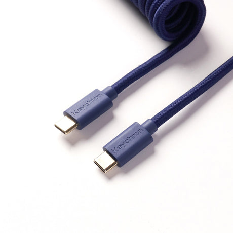Keychron custom coiled aviator USB Type-C cable 8K version blue color