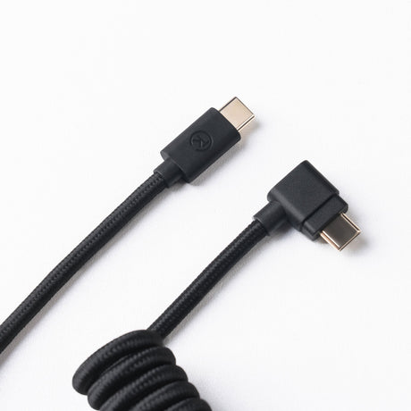 Keychron custom coiled aviator USB type-C cable black color with angled connector