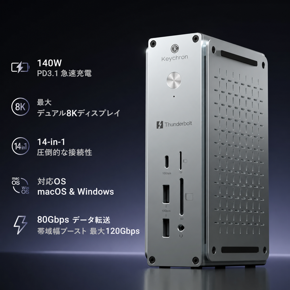 Keychron Thunderbolt 5 ドック (14-in-1)
